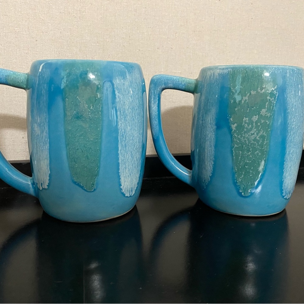 Turquoise Blue Glazed Ceramic Coffee Mugs - Set of 2 Dryden